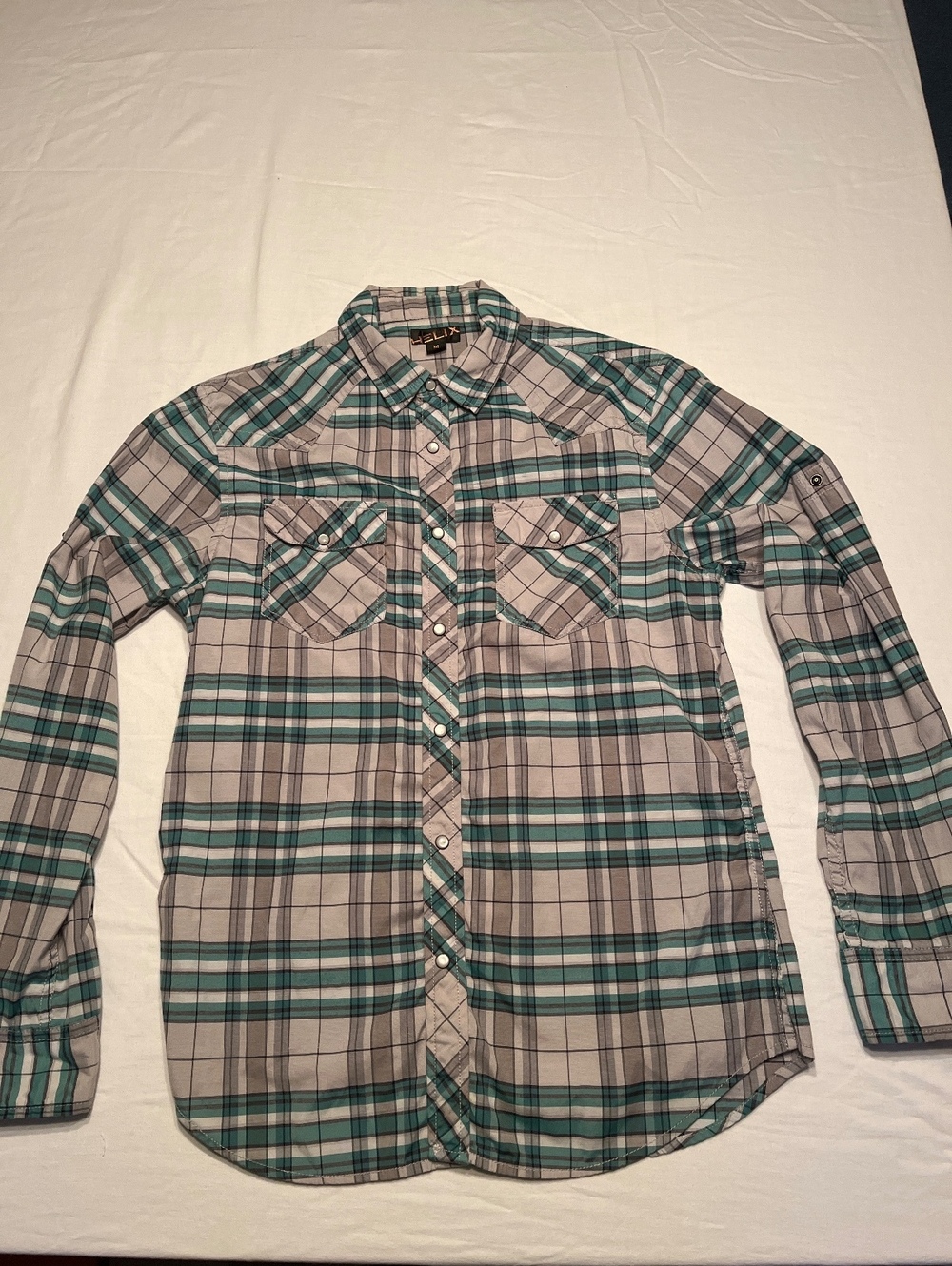 Helix Men's Medium Plaid Button-Up Shirt